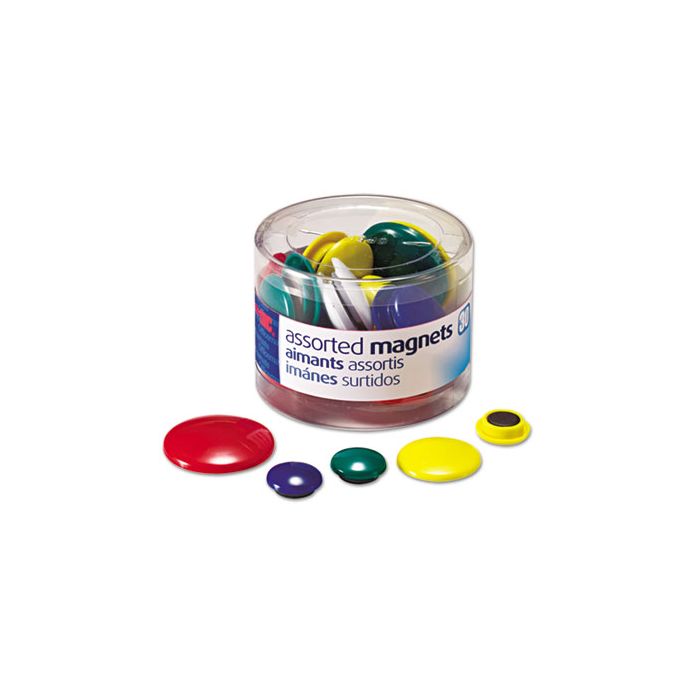 Mult Color Magnets Assorted Circle Magnets - 30-Count Tub, Multi-Color