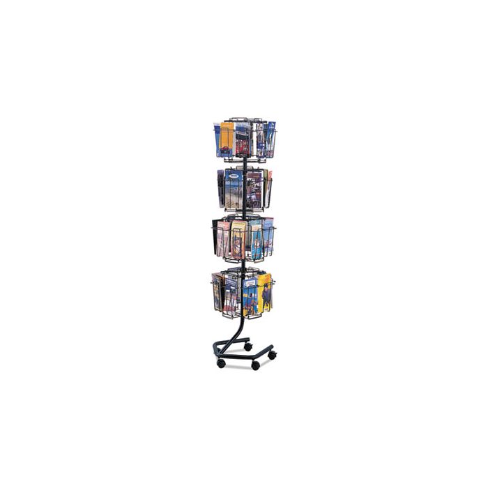 Ircle Display Rack Wire Rotary Display Racks, 32 Compartments, 15w x 15d x 60h, Charcoal