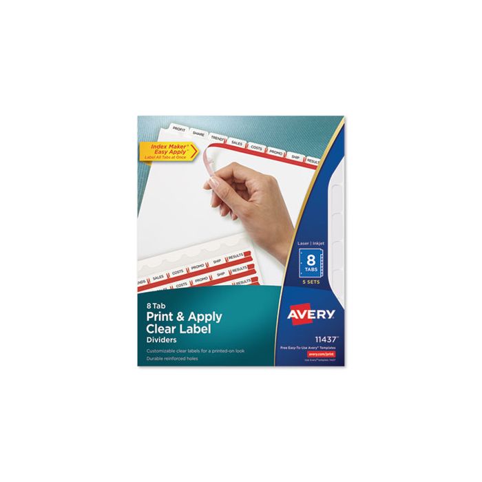 Print & Apply Index Maker Clear Label Dividers 8-Tab