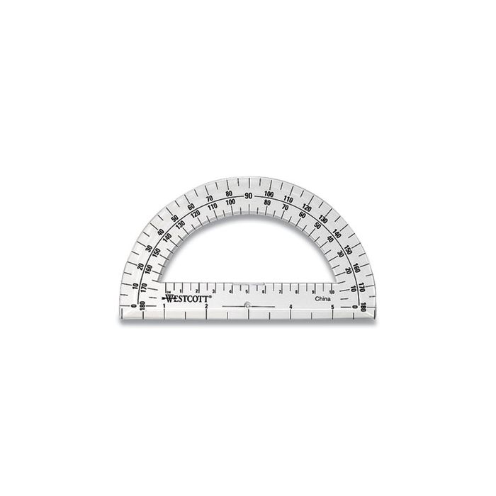 180 Degree Clear Plastic Protractor with 6