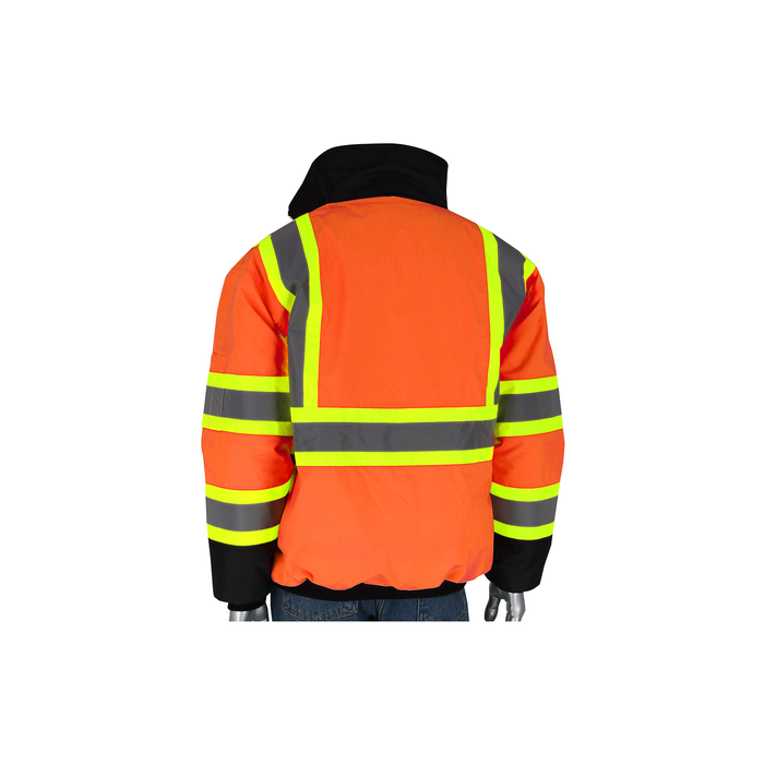 ANSI Class 3 Hi-Vis Orange Bomber Jacket - Black Bottom