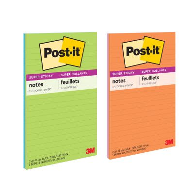 Post-it® Super Sticky Notes 5845-SS, 5 in x 8 in (127 mm x 203 mm) Rio de  Janeiro Collection, Lined, 2 Pads/Pack