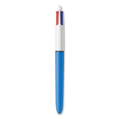 BIC 4-Color Retractable Pen - Medium Pen Point - Refillable - Retractable -  Multi, Black, Red, Green - Blue, White Barrel - 1 Each