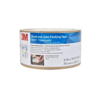 3M™ Deck and Joist Flashing Tape 8047, Translucent, 3 in x 75 ft, 12 rolls  per case, Solid Liner