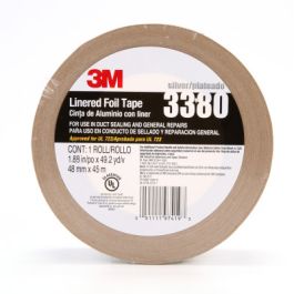 3M™ Aluminum Foil Tape 3380, Silver, 48 mm x 45 m, 3.25 mil, 24 rolls per case