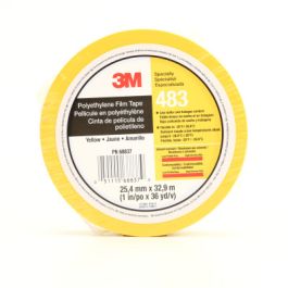 3M™ Polyethylene Tape 483, Yellow, 1 in x 36 yd, 5.0 mil, 36 rolls per case, Individually Wrapped Conveniently Packaged