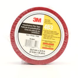 3M™ Polyethylene Tape 483, Red, 2 in x 36 yd, 5.0 mil, 24 rolls per case, Individually Wrapped Conveniently Packaged