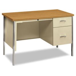 34000 Series Right Pedestal Desk, 45.25" x 24" x 29.5", Harvest/Putty