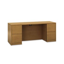 10500 Series Kneespace Credenza With Full-Height Pedestals, 72w x 24d x 29.5h, Harvest