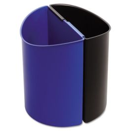 Desk-Side Recycling Receptacle, 3 gal, Plastic, Black/Blue