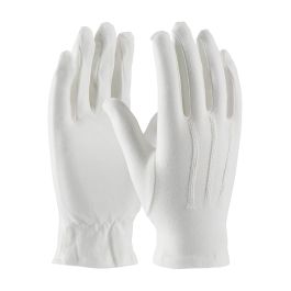 100% Cotton Dress Glove with Raised Stitching on Back - Open Cuff, White
