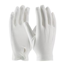 100% Stretch Nylon Dress Glove with Raised Stitching on Back - Snap Closure, White, MENS 130-650WM