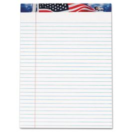 American Pride Writing Pad, Wide/Legal Rule, Red/White/Blue Headband, 50 White 8.5 x 11.75 Sheets, 12/Pack