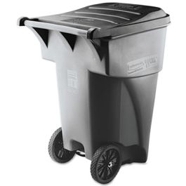 Brute Roll-Out Heavy-Duty Container, 95 gal, Polyethylene, Gray