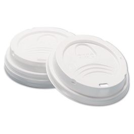 Dome Hot Drink Lids, Fits 8 oz Cups, White, 100/Sleeve, 10 Sleeves/Carton