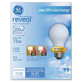 Halogen A-Line Bulb, A19, 100 W, Reveal, 2/Pack