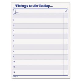 "Things To Do Today" Daily Agenda Pad, One-Part (No Copies), 8.5 x 11, 100 Forms Total