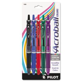 Acroball Colors Advanced Ink Ballpoint Pen, Retractable, Medium 1 mm, Assorted Ink and Barrel Colors, 5/Pack