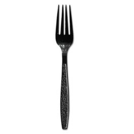 Guildware Extra Heavyweight Plastic Cutlery, Forks, Black, 1000/Carton