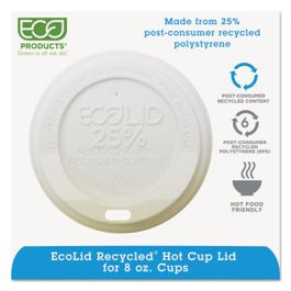 EcoLid 25% Recycled Content Hot Cup Lid, White, Fits 8 oz Hot Cups, 100/Pack, 10 Packs/Carton