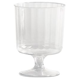 Classic Crystal Plastic Wine Glasses on Pedestals, 5 oz, Clear, Fluted, 10/Pack, 24 Packs/Carton