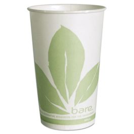 Bare Eco-Forward Paper Cold Cups, 16 oz, Green/White, 100/Sleeve 10 Sleeves/Carton