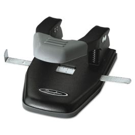 28-Sheet Comfort Handle Steel Two-Hole Punch, 1/4" Holes, Black/Gray