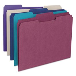 Colored File Folders, 1/3-Cut Tabs: Assorted, Letter Size, 0.75" Expansion, Assorted: Gray/Maroon/Navy/Purple/Teal, 100/Box