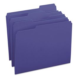 Colored File Folders, 1/3-Cut Tabs: Assorted, Letter Size, 0.75" Expansion, Navy Blue, 100/Box
