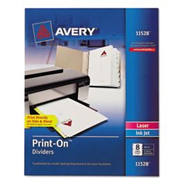 Customizable Print-On Dividers, 3-Hole Punched, 8-Tab, 11 x 8.5, White, 1 Set