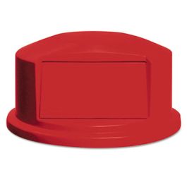 Round BRUTE Dome Top with Push Door, For 44-Gallon Containers, 24.81" Diameter x 12.63h, Red