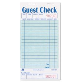 Guest Check Pad with Ruled Back, 15 Lines, One-Part (No Copies), 3.5 x 6.7, 50 Forms/Pad, 50 Pads/Carton