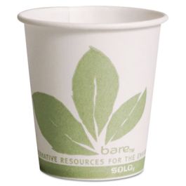 Bare Eco-Forward Treated Paper Cold Cups, 3 oz, White/Green, 100/Sleeve, 50 Sleeves/Carton