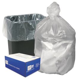 Can Liners, 16 gal, 8 microns, 24" x 33", Natural, 50 Bags/Roll, 20 Rolls/Carton
