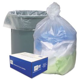 Can Liners, 60 gal, 14 microns, 38" x 60", Natural, 20 Bags/Roll, 10 Rolls/Carton