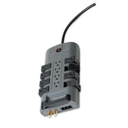 Pivot Plug Surge Protector, 12 AC Outlets, 8 ft Cord, 4,320 J, Gray