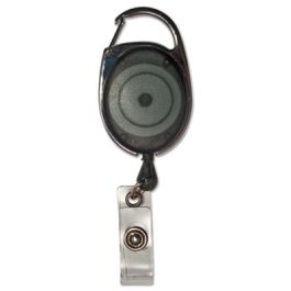 Carabiner-Style Retractable ID Card Reel, 30" Extension, Smoke, 12/Pack