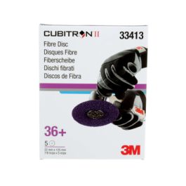 3M™ Cubitron™ II Abrasive Fibre Disc, 33413, 5 in x 7/8 in (125mm x 22mm), 36+, 5 discs per carton, 5 cartons per case