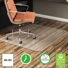 EconoMat All Day Use Chair Mat for Hard Floors, 46 x 60, Rectangular, Clear