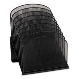 Onyx Mesh Desk Organizer with Tiered Sections, 8 Sections, Letter to Legal Size Files, 11.75" x 10.75" x 14", Black