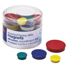 Assorted Heavy-Duty Magnets, Circles, Assorted Sizes and Colors, 30/Tub