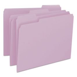 Colored File Folders, 1/3-Cut Tabs: Assorted, Letter Size, 0.75" Expansion, Lavender, 100/Box