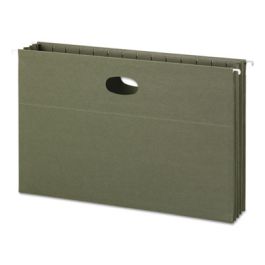100% Recycled Hanging Pockets with Full-Height Gusset, 1 Section, 3.5" Capacity, Legal Size, Standard Green, 10/Box