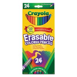 Erasable Color Pencil Set, 3.3 mm, 2B (#1), Assorted Lead/Barrel Colors, 24/Pack