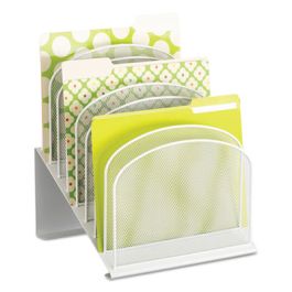 Onyx Mesh Desk Organizer with Tiered Sections, 8 Sections, Letter to Legal Size Files, 11.75" x 10.75" x 14", White
