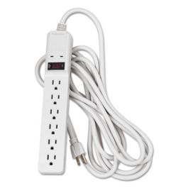 Basic Home/Office Surge Protector, 6 AC Outlets, 15 ft Cord, 450 J, Platinum