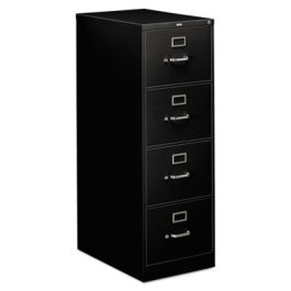 310 Series Vertical File, 4 Legal-Size File Drawers, Black, 18.25" x 26.5" x 52"