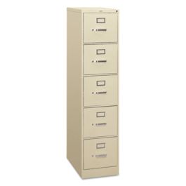 310 Series Vertical File, 5 Letter-Size File Drawers, Putty, 15" x 26.5" x 60"