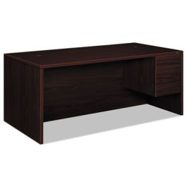 10500 Series "L" Workstation Right Pedestal Desk with 3/4 Height Pedestal, 72" x 36" x 29.5", Mahogany