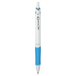 Acroball PureWhite Advanced Ink Ballpoint Pen, Retractable, Fine 0.7 mm, Black Ink, White/Blue Barrel